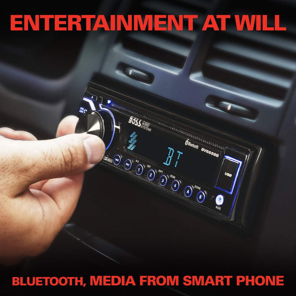 BOSS Audio BV6658B Car Stereo DVD Player - Single Din, Bluetooth Audio and Hands-Free Calling, Built-in Microphone, CD/DVD/MP3/USB/AUX Input, AM/FM Radio Receiver, LCD Display, Wireless Remote Control