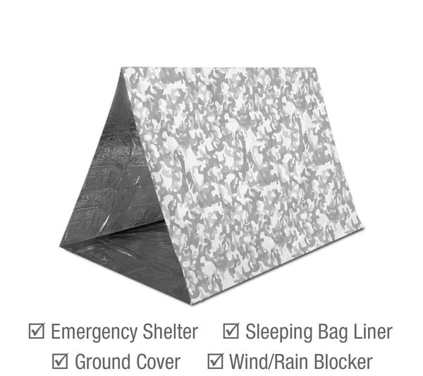 Swiss Safe Emergency Mylar Thermal Blankets (4-Pack) + Bonus Signature Gold Foil Space Blanket: Designed for NASA, Outdoors, Hiking, Survival, Marathons or First Aid (Arctic Camouflage)