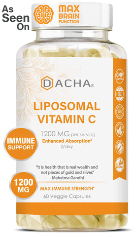 DACHA Nutrition Natural Liposomal Vitamin C - Buffered 1200mg Collagen & Immune System Booster, Anti Aging Skin Vitamins, Anti Inflammatory, Sodium Ascorbate, Sunflower Lecithin, Lypo Spheric