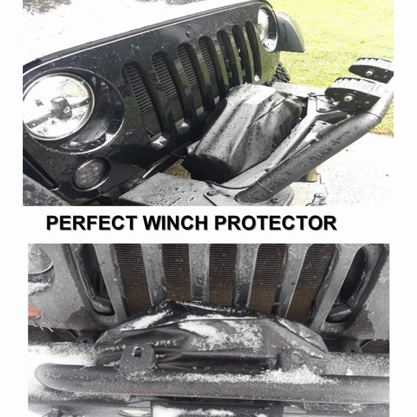 Seven Sparta Winch Cover Waterproof, Dust-Proof,Universal Winch Protective Cover for Electric Winches Up to 17500 Lbs, 24" W x 10" H x 7" D (Black)