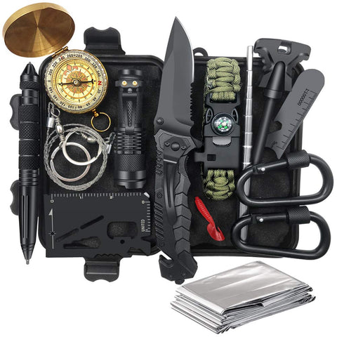 Gifts for Men Dad Boyfriend Husband, Survival Kit 14 in 1, Fishing Hunting Gifts Ideas for Him Teen Boy, Cool Gadget Christmas Stocking Stuffer, Survival Gear, Emergency Camping Hiking Gear