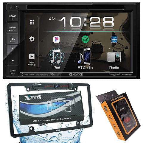 Kenwood DDX26BT Double DIN SiriusXM Ready Bluetooth in-Dash DVD/CD/AM/FM Car Stereo Receiver w/ 6.2" Touchscreen + XV License Backup Camera + Magnet Phone Holder