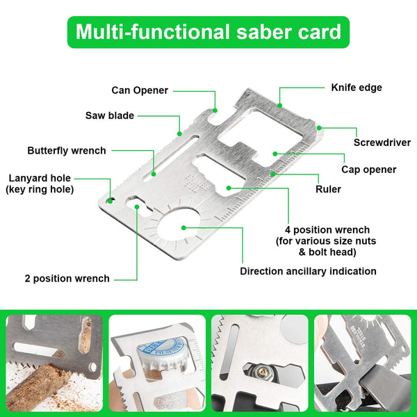 KOSIN Survival Gear, 18 in 1 Emergency Survival Kit, Professional Tactical Defense Equitment Tool with Knife Blanket Bracelets Backpack Temperature Compass Fire Starter for Adventure Outdoors Sport