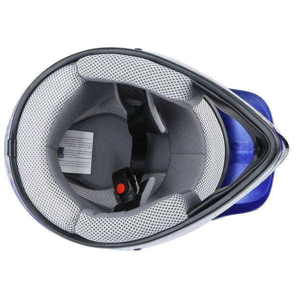 TCMT Dot Youth & Kids Motocross Offroad Street Motorcycle Dirt Bike Motocross ATV Helmet Blue Skull with Goggles Gloves (L)