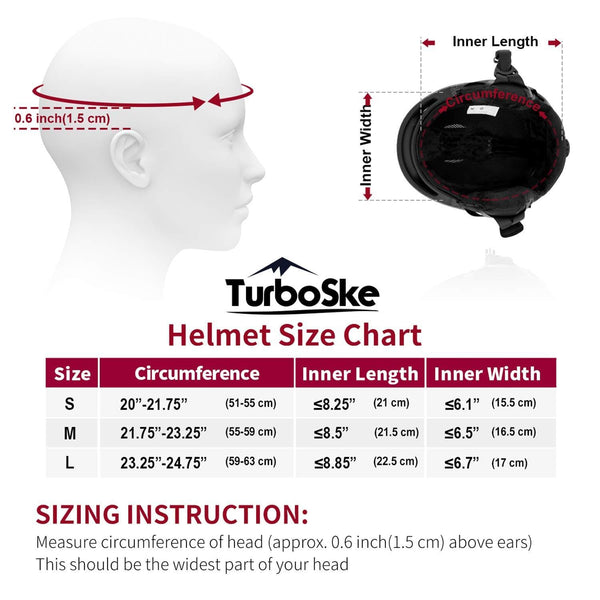 TurboSke Ski Helmet, Snowboard Helmet Snow Sports Helmet, Audio Compatible Helmet for Men, Women and Youth (M, Black)