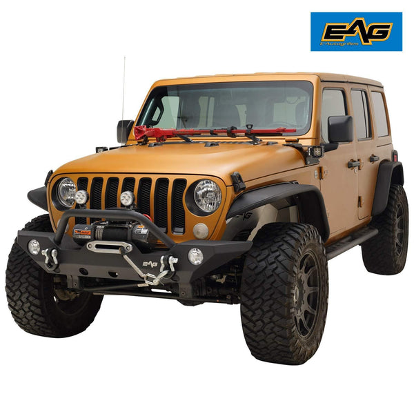 EAG Front Bumper with Fog Light Hole & Winch Plate Fit for 18-19 Jeep Wrangler JL