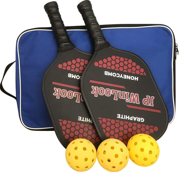 JP WinLook Pickleball Paddle Set - 2 Premium Graphite Rackets Honeycomb Composite Core 3 Balls, Ultra Cushion Grip, Portable Racquet Cover Case Bag Accessories Gift Kit, Men Women Kids Indoor Outdoor [product _type] JP WinLook - Ultra Pickleball - The Pickleball Paddle MegaStore
