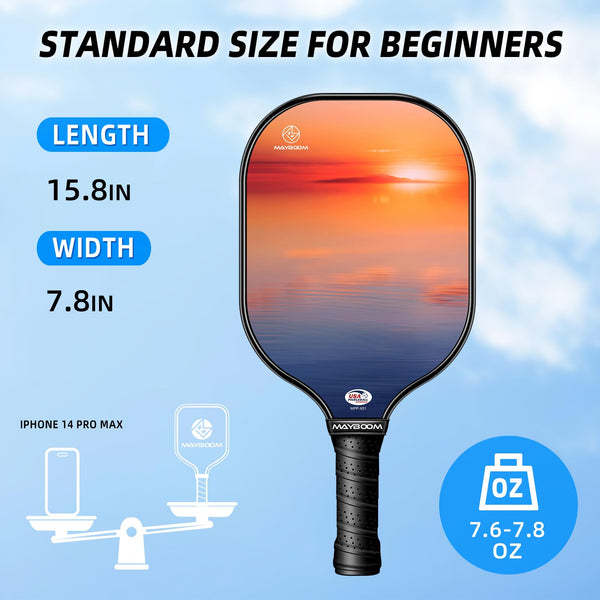 Pickleball Paddles, USAPA Approved Pickleball Racket Set of 2, Light Pickle Ball Paddle Set with Ergonomic Cushion Grip, 4 Outdoor Indoor Balls, Lightweight Carry Bag