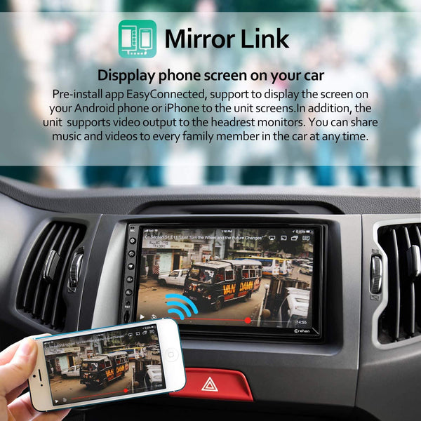 Double Din Android Car Stereo - Corehan 7 inch 2GB Ram 32GB ROM Touch Screen in Dash Car Radio Video Multimedia Player with Bluetooth WiFi GPS Navigation System (Android 8 with 7 inch Screen)