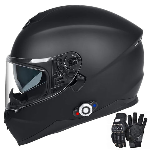 Bluetooth Motorcycle Helmet, FreedConn DOT Full Face Motorcycle Helmet with Bluetooth - 500M, 2-3 Riders Pair, FM/ MP3(Matte Black, XXL)