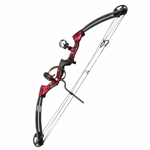 SAS Primal 35-50 lbs Target Compound Bow 40 1/2 ATA with Red Riser and Carbon Limbs (Red with Accessories)