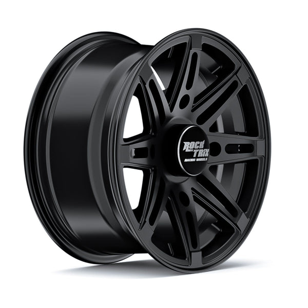 RockTrix RT103 14in ATV Wheels Rims 14x7 Matte Black | 4x137 | 5+2 Offset | includes 10x1.25 Spline Lug nuts | for Kawasaki Teryx Mule Can-Am Maverick Commander Renegade Outlander 4/137 - Set of 4