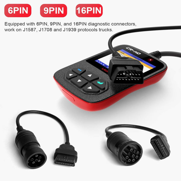 LAUNCH CReader HD Plus Heavy Duty Truck Obd2 Diagnostic Reader OBDII Scan Tool CRHD Truck Code Scanner With OBD-II Communication Modes 1-10 and J1587, J1708 and J1939 protocols