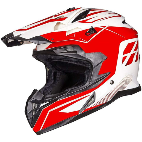 ILM Adult ATV Motocross Off-Road Street Dirt Bike Full Face Motorcycle Helmet DOT Approved MX MTV Suits Men Women (L, Red White)