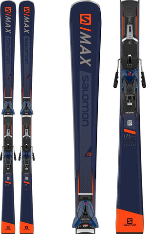 SALOMON S/Max 12 Skis w/ Z12 Walk Bindings Mens Sz 170cm Dark Blue/Orange