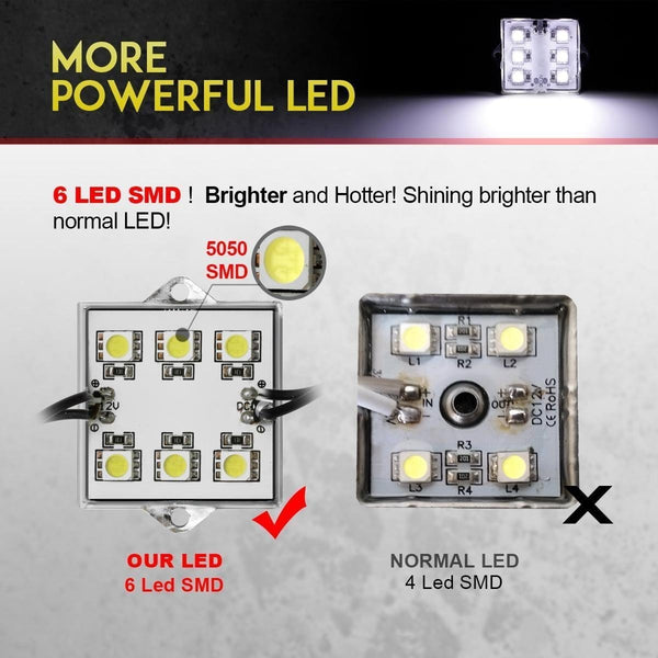 Partsam LED Truck Bed Light Strips 8pods 6-5050-smd White LED Rear Work Box Lighting Kit Waterproof LED Bed Light for Truck Pickup Cargo Trailer RVs