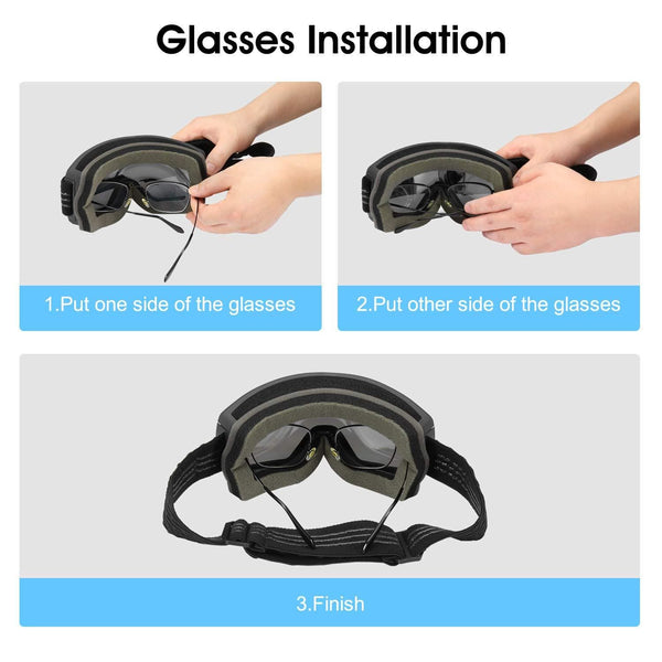 ALLROS OTG Ski Goggles Snowboard Goggles, 100% UV400 Protection Anti-Fog Lens Snow Goggles, Helmet Compatible for Men & Women