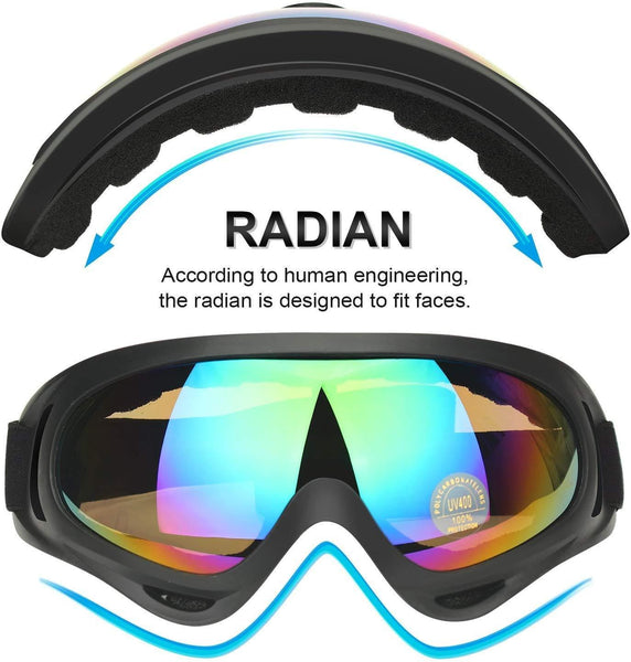 Elimoons Ski Goggles, Pack of 2, Snowboard Goggles for Kids, Boys & Girls, Youth, Men & Women, with UV 400 Protection, Wind Resistance, Anti-Glare Lenses