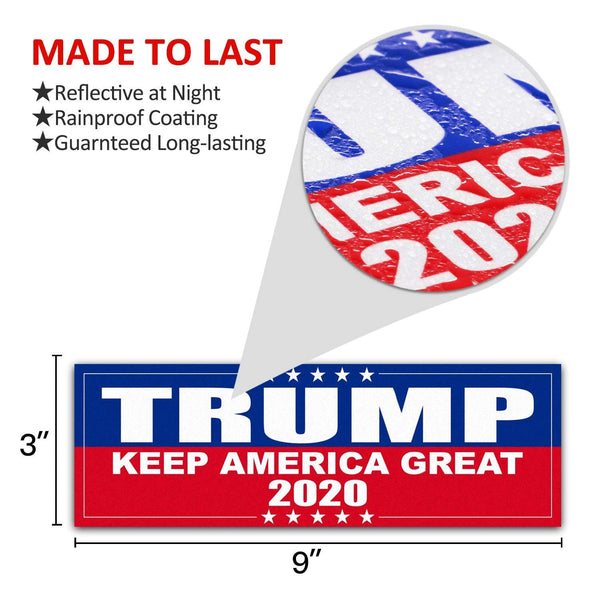 Anley 9 X 3 inch Trump 2020 Keep America Great Decal - Car and Truck Reflective Bumper Stickers - 2020 United States Presidential Election (3 Pack)