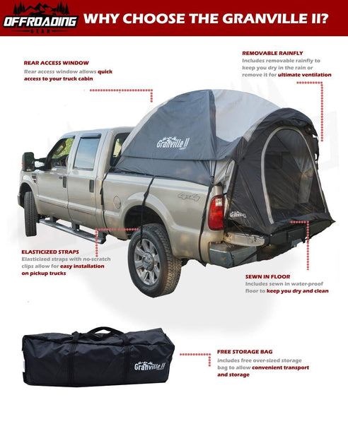 Offroading Gear Pickup Truck Bed Camping Tent, 6.5' Ft Box Length (Without Front Awning)