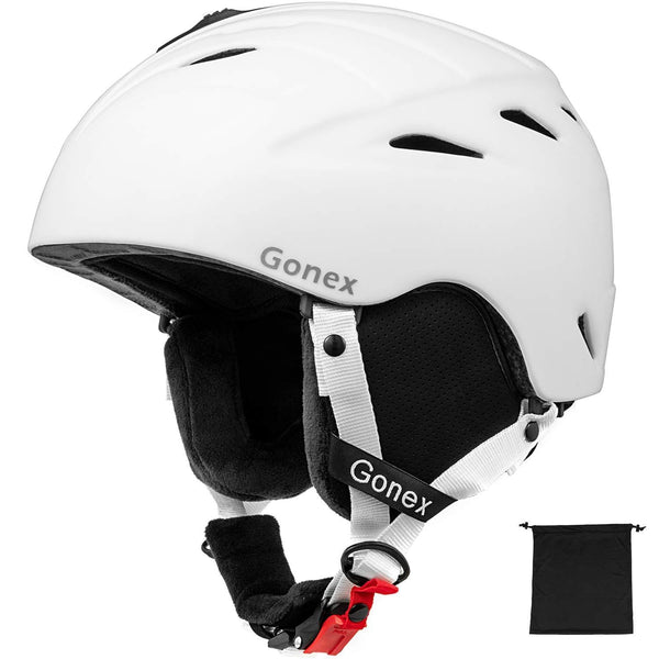 Gonex Ski Helmet with ASTM Certified Safety, Winter Anti-Shock Snowboard Snow Helmet with Adjustable Dial for Men Women Youth, with Storage Bag (White M)
