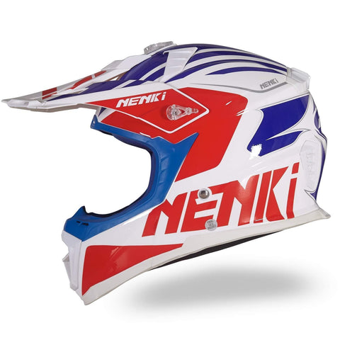NENKI Motocross Offroad Dirtbike Helmet NK-316 Dot Approved for Mens and Womens,Fiberglass Shell (XL, Blue Red)