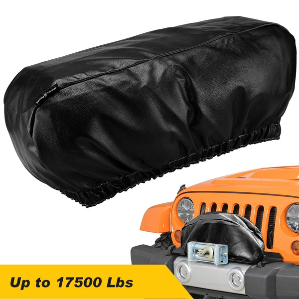 Seven Sparta Winch Cover Waterproof, Dust-Proof,Universal Winch Protective Cover for Electric Winches Up to 17500 Lbs, 24" W x 10" H x 7" D (Black)