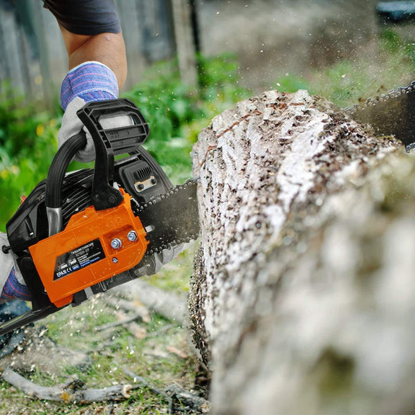 XtremepowerUS 22" inch 2.4HP 45cc Gasoline Gas 2-Stroke Chainsaw Cutting Wood Cutter Industry Engine Motor EPA, Orange