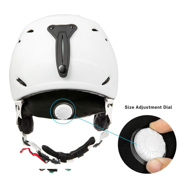 Gonex Ski Helmet with ASTM Certified Safety, Winter Anti-Shock Snowboard Snow Helmet with Adjustable Dial for Men Women Youth, with Storage Bag (White M)