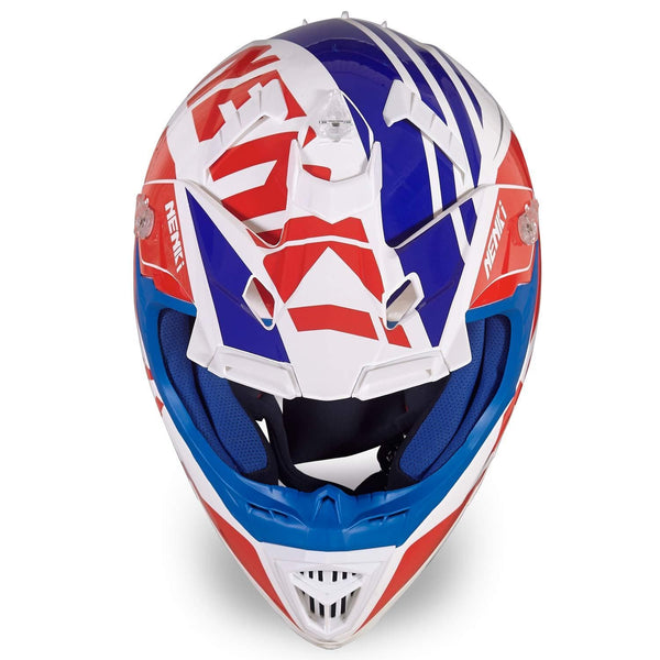 NENKI Motocross Offroad Dirtbike Helmet NK-316 Dot Approved for Mens and Womens,Fiberglass Shell (XL, Blue Red)