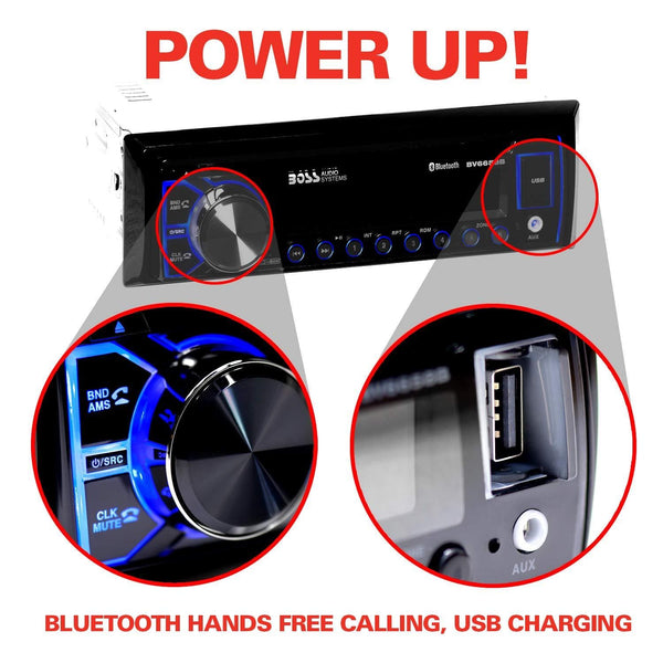 BOSS Audio BV6658B Car Stereo DVD Player - Single Din, Bluetooth Audio and Hands-Free Calling, Built-in Microphone, CD/DVD/MP3/USB/AUX Input, AM/FM Radio Receiver, LCD Display, Wireless Remote Control