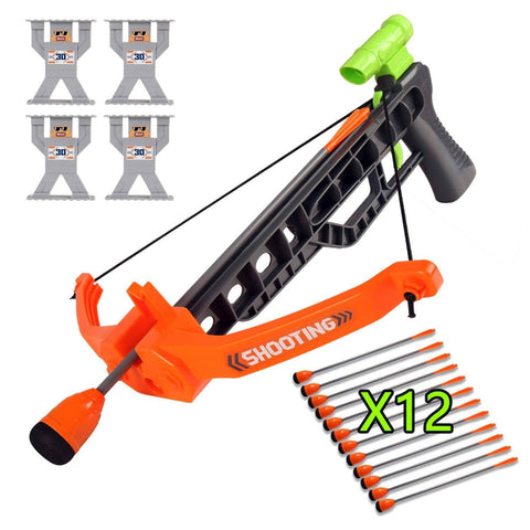 Kids Toy Crossbow Set, Archery Crossbow Set, Bow & Arrow Toy, Basic Archery Set Indoor Outdoor Hunting Game, Bow and Arrow Soft Foam Toy for Kids Boys Girls--Include 4 Targets and 12 Foam Arrows