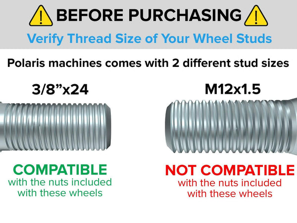 RockTrix RT102 12in ATV Wheels 4x156 Rims | 12x7 | 4+3 Offset | Includes 3/8x24 Spline Lug nuts | Compatible with Many Polaris Sportsman RZR Ranger UTV | 4/156 | Set of 4