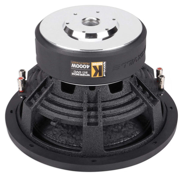 Rockville W12K9D2 12" 4000w Car Audio Subwoofer Dual 2-Ohm Sub CEA Compliant