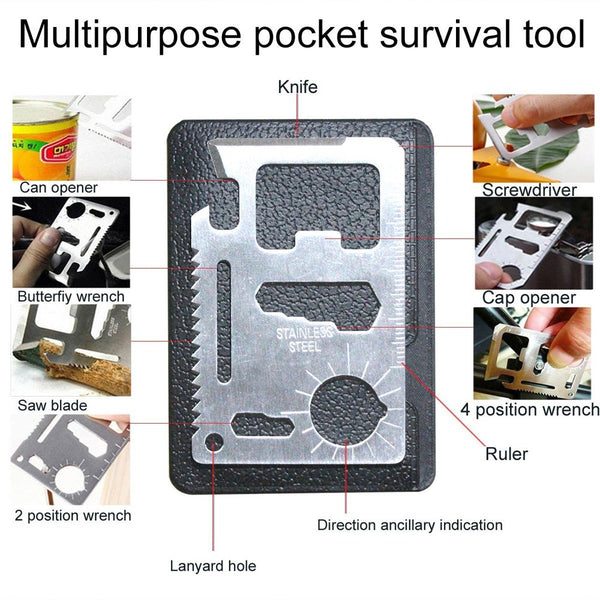 Outdoor Survival Kit for Camping Hiking Hunting Travel Selfhelp SOS Gear Emergency Tools Pack with Fire Starter, Carabiner, Survival Whistle, Credit Card Tool, Compass, Wire Saw, Pliers