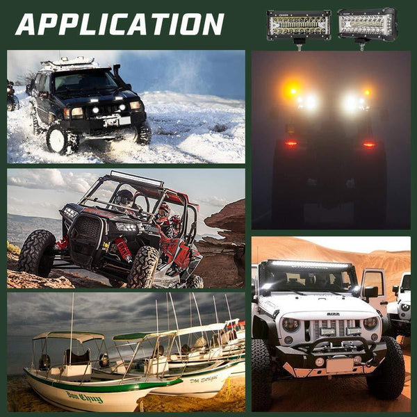 BUNKER INDUST Side Shooter LED Light Pods Wiring Harness Kit, 2Pcs 7 Inch Spot Flood Combo Beam CREE LED Light Bar 80W Work Lights Waterproof Off Road Fog Driving Bumper Light for ATV UTV Truck Boat