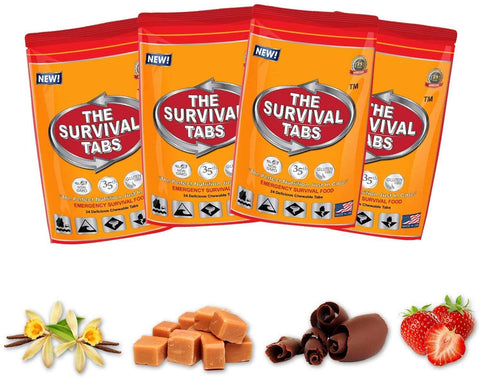 Survival Tabs 8-Day Food Supply 96 Tabs Emergency Food Ration Survival MREs Meals Ready-to-eat Bugout Emergency Food Replacement for Travel Camping Boating Biking Hunting Outdoor Activities Also Disaster Preparedness for Earthquake Flood Tsunami Gluten Fr