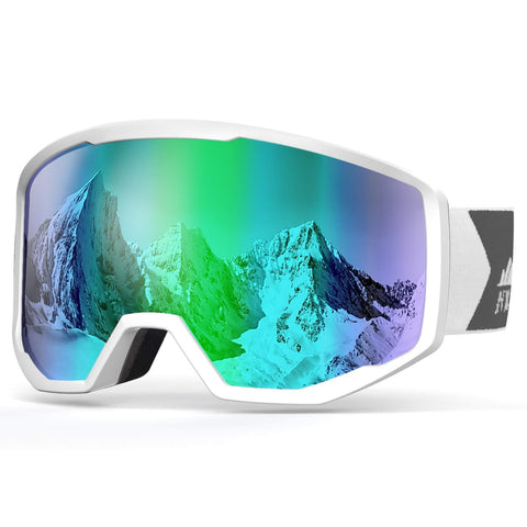 NXONE Ski Goggles for Men and Women, Anti-Fog Over Glasses Snowboard Goggles with UV Protection, Windproof Helmet Compatible Dual Lens Goggles-100% UV Protection