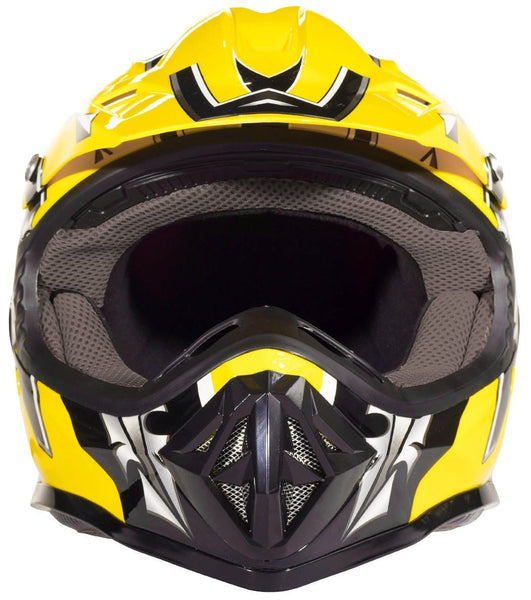 Typhoon Youth Kids Offroad Gear Combo Helmet Gloves Goggles DOT Motocross ATV Dirt Bike MX Motorcycle Yellow, Large