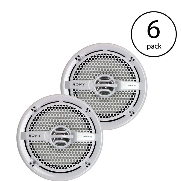 Sony XS-MP1611 6.5" 140 Watt Dual Cone Marine Speakers Stereo, Pair (6 Pack)