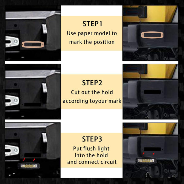 Flush Mount LED Pods, Yvoone-Auto 2Pcs 7 Inch 96W bumper led lights flush mount Spot Flood Combo Driving Light Work Light Bar Fog lights for Jeep, Truck, SUV, Backup