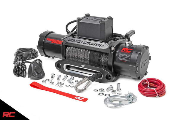 Rough Country 9,500 LB PRO Series Electric Winch w/Synthetic Rope PRO9500S
