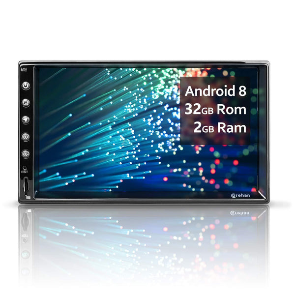 Double Din Android Car Stereo - Corehan 7 inch 2GB Ram 32GB ROM Touch Screen in Dash Car Radio Video Multimedia Player with Bluetooth WiFi GPS Navigation System (Android 8 with 7 inch Screen)