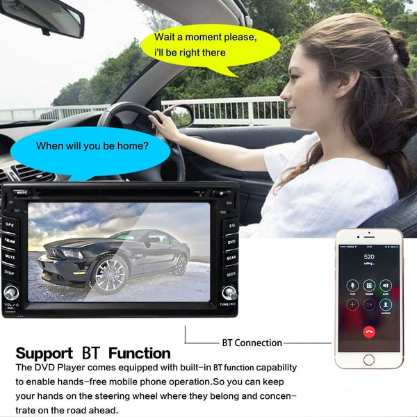 6.2 inch Double DIN Car Stereo In-Dash DVD player GPS Navigation For Car with Rear View Camera,Support Offline GPS Navigation, TouchScreen Car Stereo + Free Rear View Camera