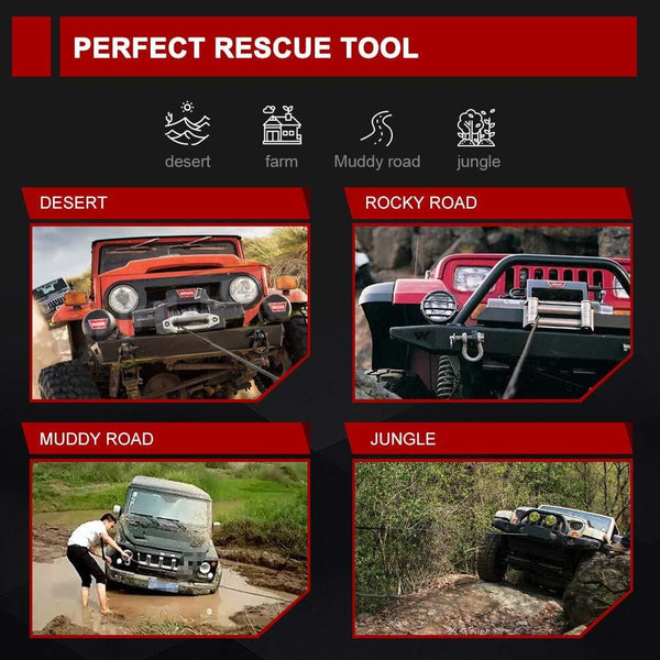 BUNKER INDUST Synthetic Winch Rope 3/8" x 85', 26000 Ibs Winch Cable Line with Winch Jacket Rope and Sleeve Protection for 4WD Off Road Jeep ATV UTV SUV Truck Motorcycle,1 Pcs Winch Rope Extension