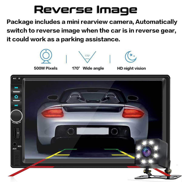 Double Din Car Stereo,TouchScreen Car MP5/4/3 Player with Rear-View Camera,FM Radio Receiver, Bluetooth Audio and Calling, Mirror Link,Support Steering Wheel Remote Control,Support Android & iPhone