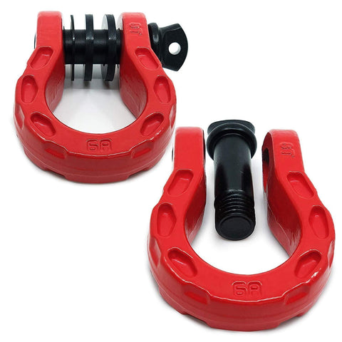 GearAmerica Mega Duty D Ring Shackles Red (2PK) | 68000 lbs (34 Ton) Tested Strength | 3/4" Shackle + 7/8 Pin + Washers| Securely Connect Tow Strap or Winch Rope to your Jeep for Off-Road 4x4 Recovery