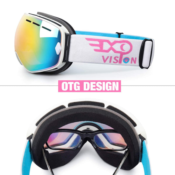 EXP VISION Snowboard Ski Goggles for Men Women and Youth, Over Glasses Skiing Snowboard Goggles with Anti Fog and UV400 Protection Dual Lenses Snow Goggles