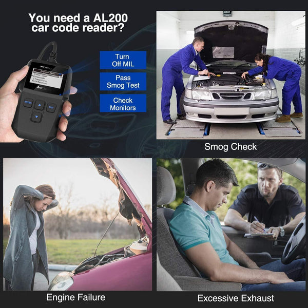 OBD2 Scanner - Fault Code Reader with Clear Check Engine Light, CAN OBDII Car Diagnostic Scan Tool for All 1996+ Vehicles, Simple Operation Professional OBD Scanner TOPDON AL200