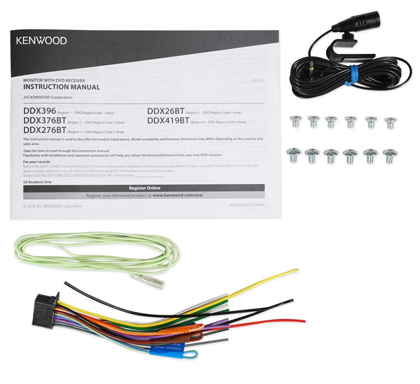 Kenwood DDX26BT 6.2" Car DVD Monitor Bluetooth Receiver w/USB+Backup Camera